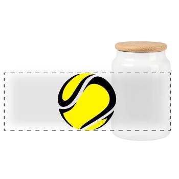 Balle de tennis - Boîte à biscuits avec couvercle en bois - blanc - Devant