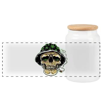 Kiff Skull - Panorama Keksdose mit Holzdeckel - Weiß - Vorne