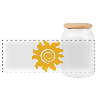 sonne - Panorama Keksdose mit Holzdeckel - Weiß - Vorne