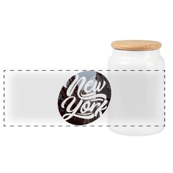 New York - Panoramic Cookie Jar with Wooden Lid - white - Front