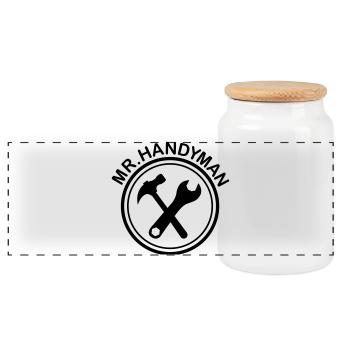 handyman - Panoramic Cookie Jar with Wooden Lid - white - Front