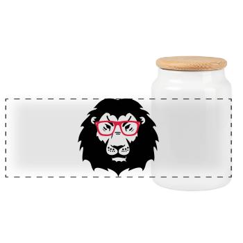 lion Löwe Gläser - Panorama Keksdose mit Holzdeckel - Weiß - Vorne