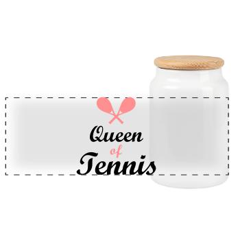 tennis - Boîte à biscuits avec couvercle en bois - blanc - Devant