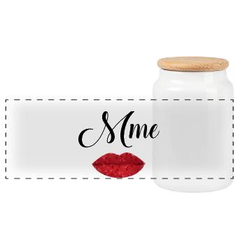 Lèvres Rouge Artistique en Geométrie - Boîte à biscuits avec couvercle en bois - blanc - Devant