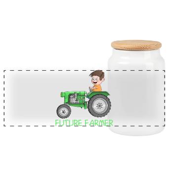 Jeune agriculteur - agriculteur - futur agriculteur - Boîte à biscuits avec couvercle en bois - blanc - Devant