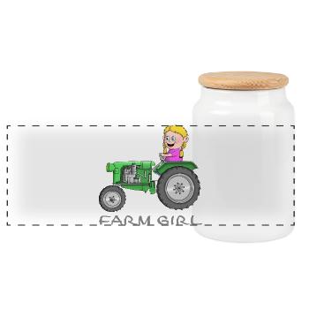 Farm Mädchen - farm girl - Panorama Keksdose mit Holzdeckel - Weiß - Vorne