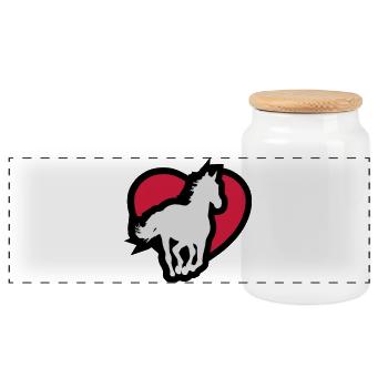 Horse - Panoramic Cookie Jar with Wooden Lid - white - Front
