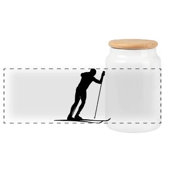 Ski de fond - Boîte à biscuits avec couvercle en bois - blanc - Devant