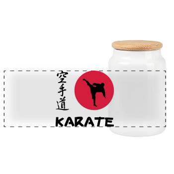 Karate - Boîte à biscuits avec couvercle en bois - blanc - Devant
