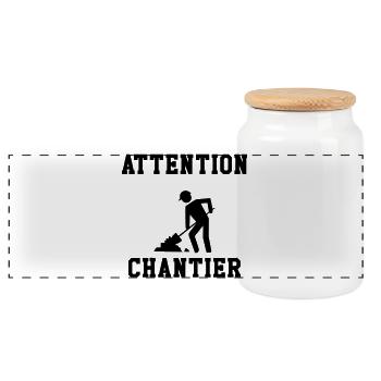 Warning Site - Panoramic Cookie Jar with Wooden Lid - white - Front