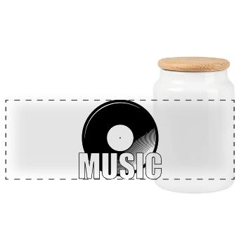 Music - Panoramic Cookie Jar with Wooden Lid - white - Front