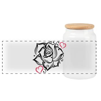 Rose coeur amour fleur fleur romantique - Boîte à biscuits avec couvercle en bois - blanc - Devant