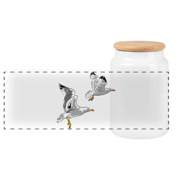 Les mouettes en vol - Boîte à biscuits avec couvercle en bois - blanc - Devant