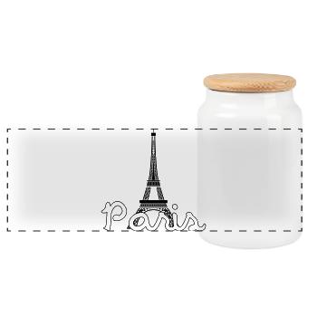 Paris - Panorama Keksdose mit Holzdeckel - Weiß - Vorne