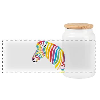 rainbow zebra - Panorama Keksdose mit Holzdeckel - Weiß - Vorne