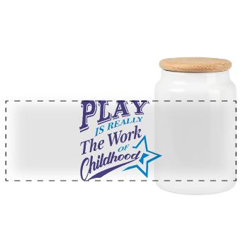 Kindheitsträume Inspirierendes Zitat-Design - Panorama Keksdose mit Holzdeckel - Weiß - Vorne