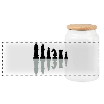 échecs - Boîte à biscuits avec couvercle en bois - blanc - Devant