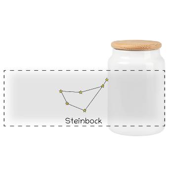 Sternzeichen Steinbock - Panorama Keksdose mit Holzdeckel - Weiß - Vorne