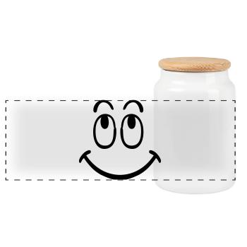 smiley - Panoramic Cookie Jar with Wooden Lid - white - Front
