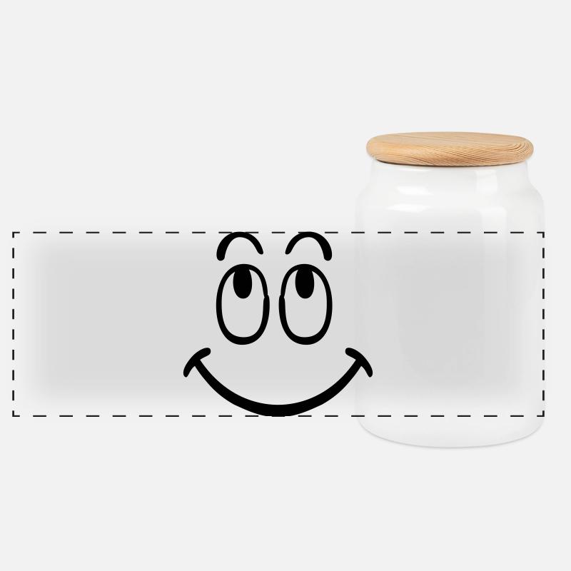 smiley - Panorama Keksdose mit Holzdeckel - Weiß