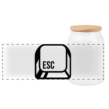 Computer button - Panoramic Cookie Jar with Wooden Lid - white - Front