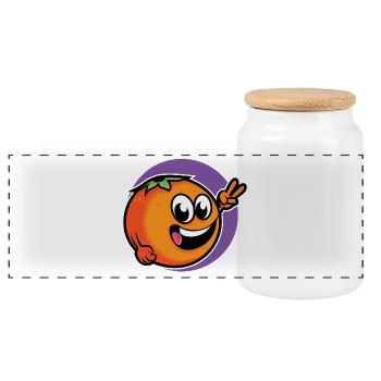 Orange tangerine - design - Panoramic Cookie Jar with Wooden Lid - white - Front