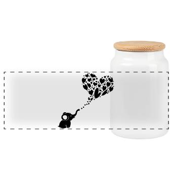 Bébé éléphant coeur nuage - Boîte à biscuits avec couvercle en bois - blanc - Devant