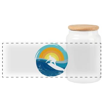 Surfeur - Planche de surf - Boîte à biscuits avec couvercle en bois - blanc - Devant