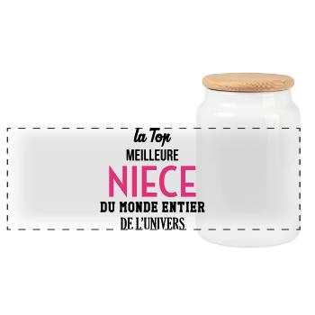 Neveu / Nièce / Famille / Oncle / Tante / Niece - Boîte à biscuits avec couvercle en bois - blanc - Devant