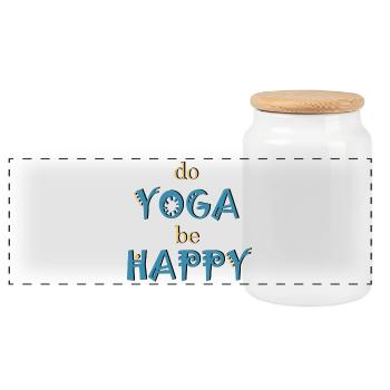 yoga - Panoramic Cookie Jar with Wooden Lid - white - Front