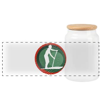SUP - Surfing - Panoramic Cookie Jar with Wooden Lid - white - Front