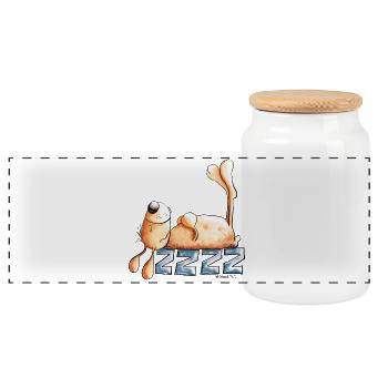 Lapin Dormant I Lapin Lapin - Boîte à biscuits avec couvercle en bois - blanc - Devant