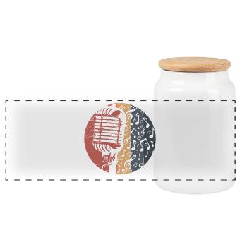 Microphone - Panoramic Cookie Jar with Wooden Lid - white - Front