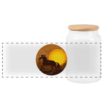 Cheval au coucher du soleil - Boîte à biscuits avec couvercle en bois - blanc - Devant