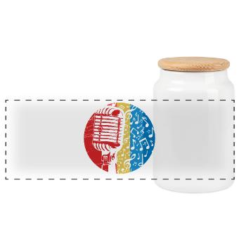 Microphone - Singer - Panoramic Cookie Jar with Wooden Lid - white - Front