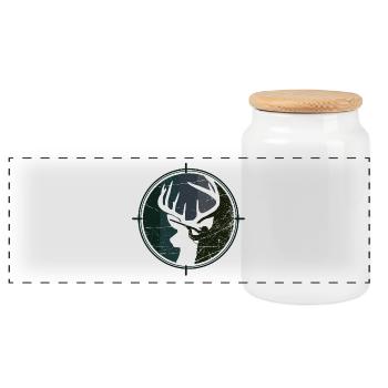 Chasseur - Chasse - Cerf - Boîte à biscuits avec couvercle en bois - blanc - Devant