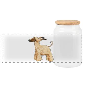 Drolliger Afghane - Afghanischer Windhund - Panorama Keksdose mit Holzdeckel - Weiß - Vorne