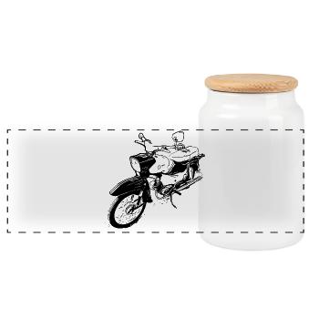 Simson Star - Panorama Keksdose mit Holzdeckel - Weiß - Vorne