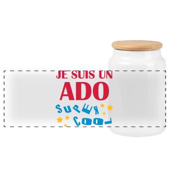 adolescent / enfant / ado / adolescente - Boîte à biscuits avec couvercle en bois - blanc - Devant