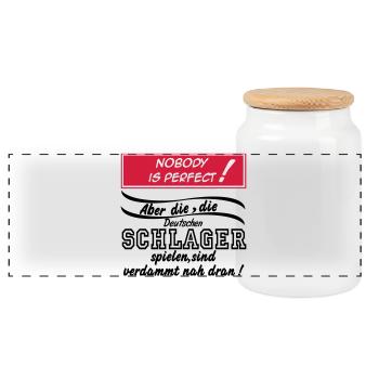 Schlager Party , Schlager Musik , Nobody is perfec - Panorama Keksdose mit Holzdeckel - Weiß - Vorne
