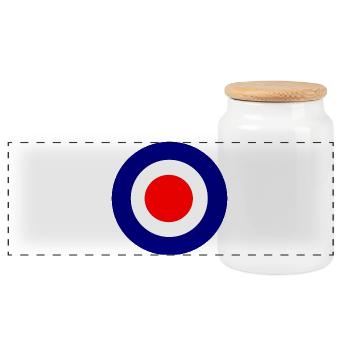 Mod Target Bullseye - Panoramic Cookie Jar with Wooden Lid - white - Front