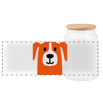 Süsser Hund - Panorama Keksdose mit Holzdeckel - Weiß - Vorne