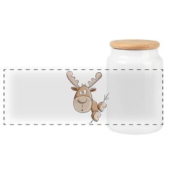 Drôle d’élan I élan i cerf - Boîte à biscuits avec couvercle en bois - blanc - Devant