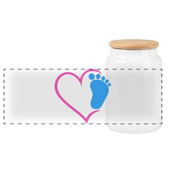 Baby Footprint - Panoramic Cookie Jar with Wooden Lid - white - Front