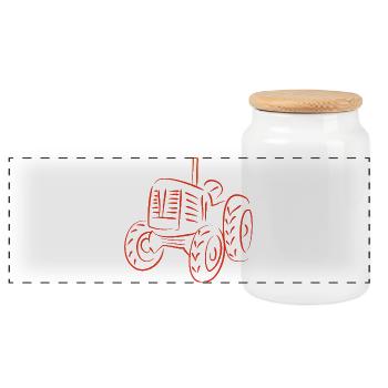 Rustikaler Traktor Silhouetten-Design - Panorama Keksdose mit Holzdeckel - Weiß - Vorne