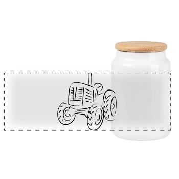 tracteur ferme agriculture - Boîte à biscuits avec couvercle en bois - blanc - Devant