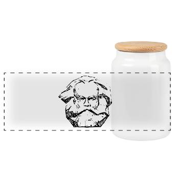 Karl Marx | Conception abstraite de visage en détresse - Boîte à biscuits avec couvercle en bois - blanc - Devant