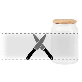 Couteau - Boîte à biscuits avec couvercle en bois - blanc - Devant