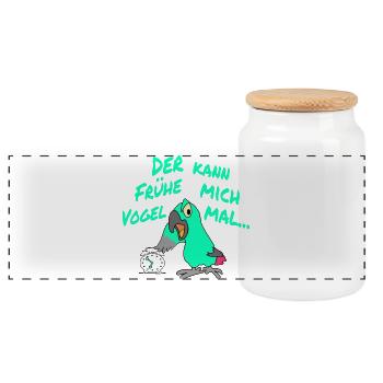 Der Frühe Vogel kann mich mal !!! - Panorama Keksdose mit Holzdeckel - Weiß - Vorne