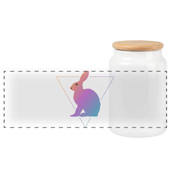 Brown hare colorful - Panoramic Cookie Jar with Wooden Lid - white - Front